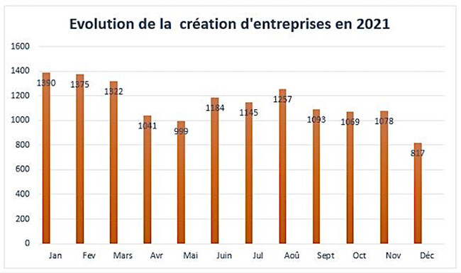 Evolution de la création d'entreprises au Togo en 2021
