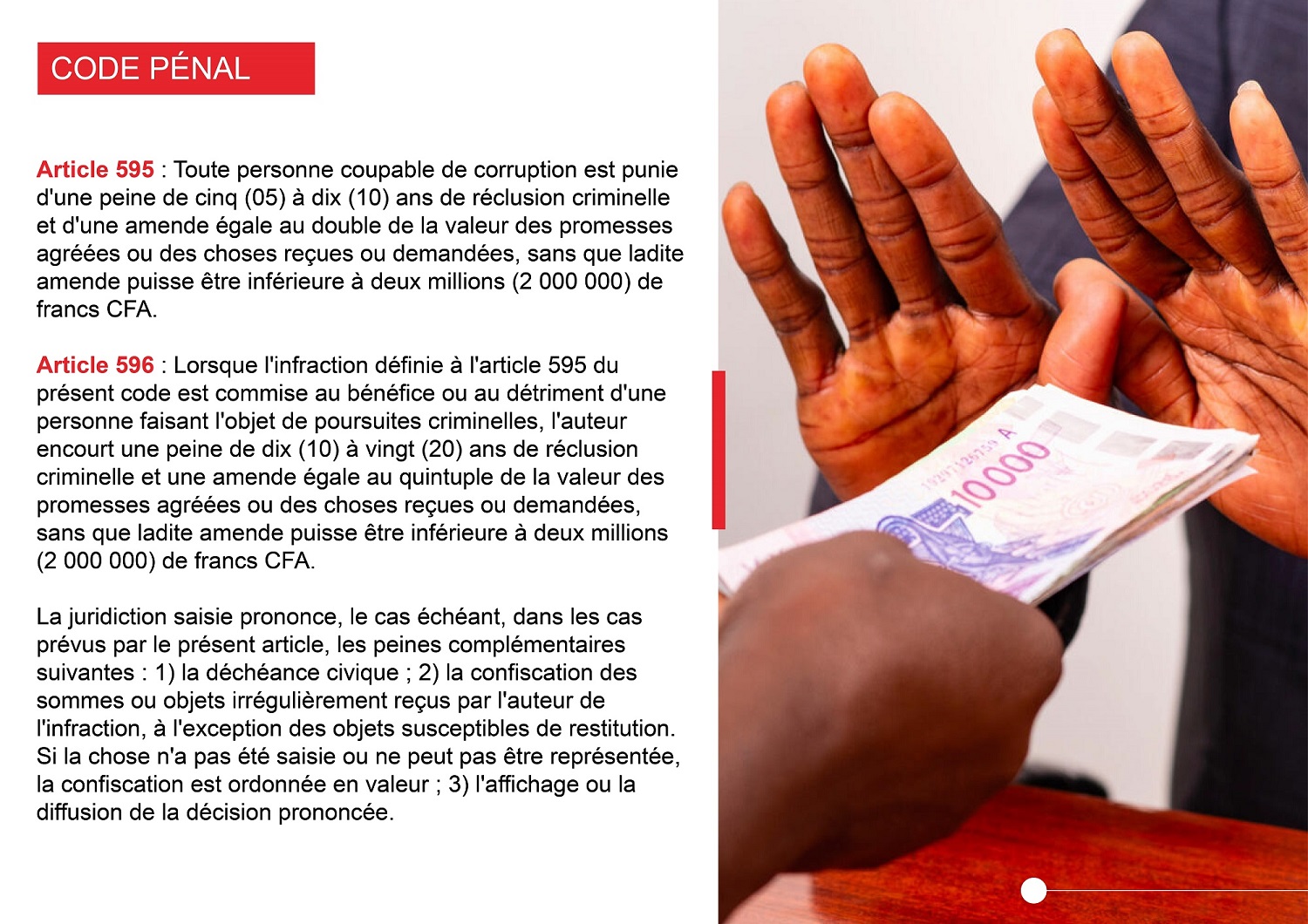 Les peines prévues contre la corruption