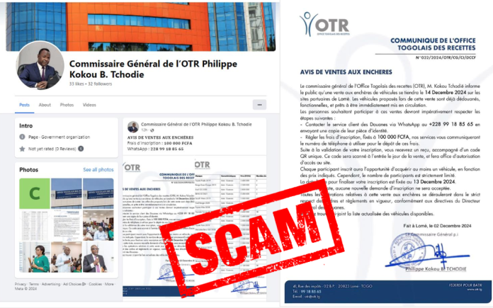 Faux compte et communiqués Faux compte et communiqués