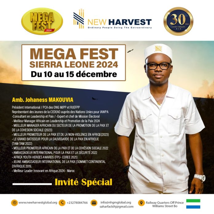 Sierra Leone : Amb Johaness MAKOUVIA attendu au grand rassemblement MEGAFEST 2024