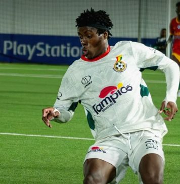 Le footballeur international Jules Aziamale lors du match du Ghana, dimanche 23 août à Haady Parc